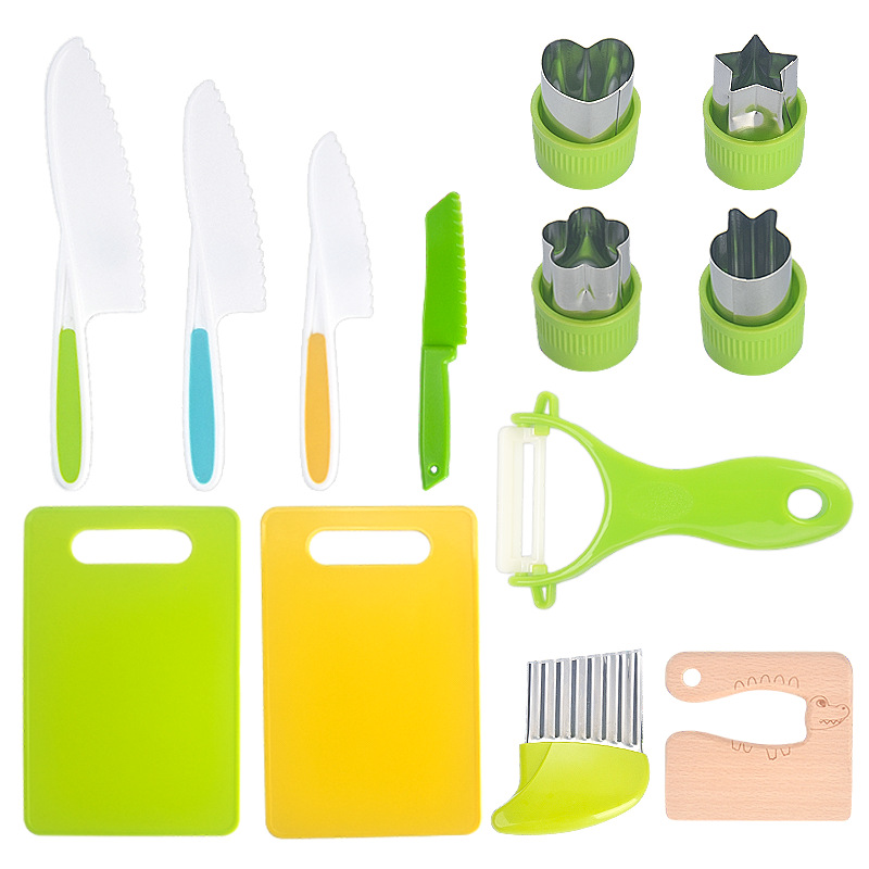 Children's plastic knife, early childhood education plastic knife, cake knife, fruit knife, vegetable cutting without hurting hands, children's knife set Item Picture