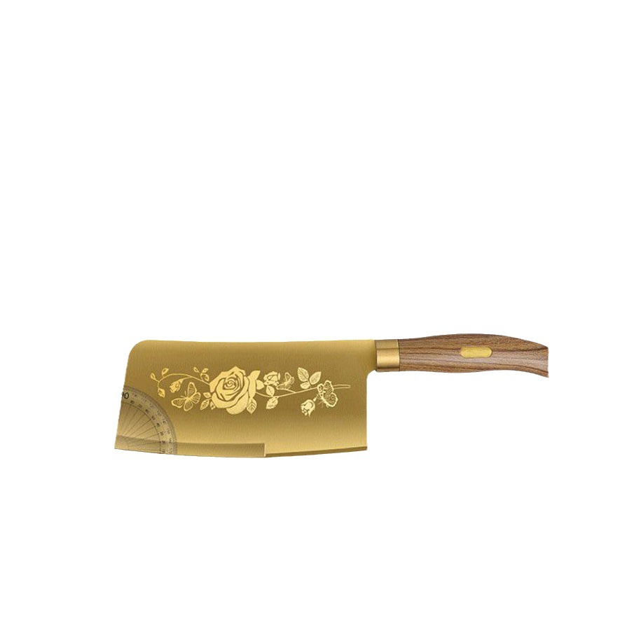 Titanium gold knife, stainless steel kitchen knife, household bone chopping knife, chef-specific fruit knife, sharp slicing knife, gift set Item Picture