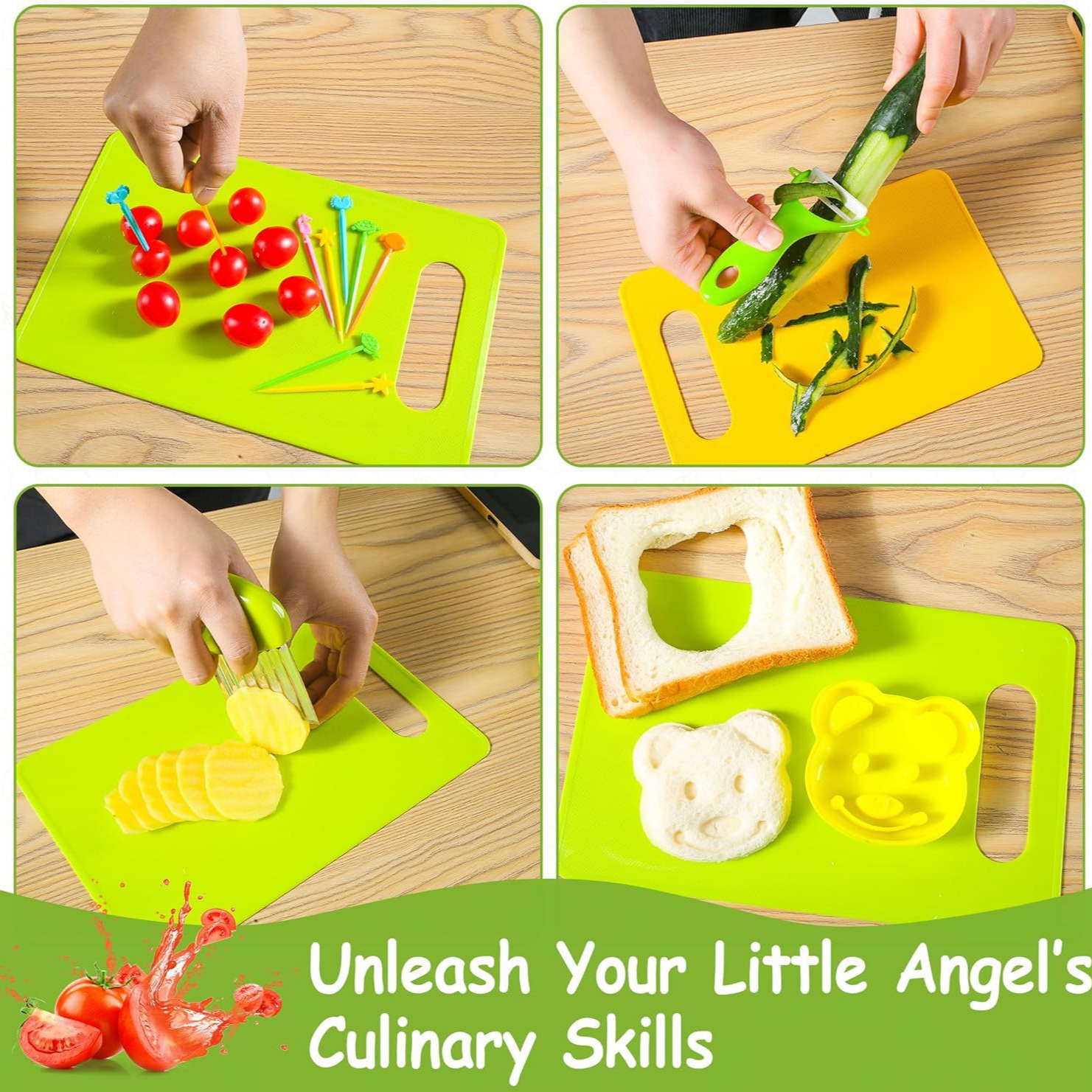 New children's fruit knife tool set, scissors, cutting board, fruit, vegetable and potato cutter, plastic children's safety knife Application Scenario