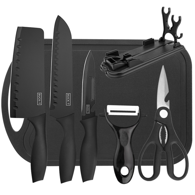 Household stainless steel knife set, seven-piece set, kitchen knives, kitchen knives, chef's knives, cutting knife set combination Item Picture