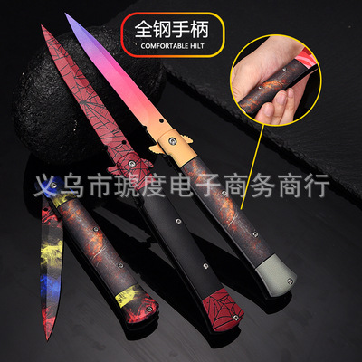 CSGO peripheral short sword stainless steel uncut game physical figurine model quick-release toy skin collectible details Picture