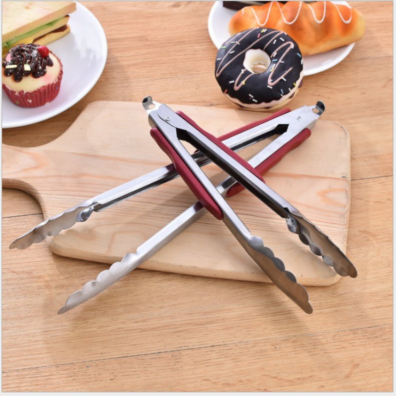 Stainless steel food tongs, buffet food tongs, barbecue tongs, braising tongs, household bread tongs, kitchen gadgets full figure
