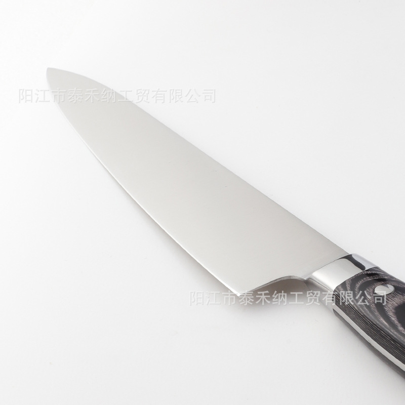Amazon's popular 9-inch color wooden handle chef's knife, Western cuisine chef's knife, household stainless steel slicing knife Specification drawing