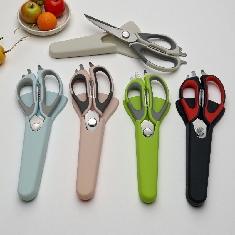 Yangjiang knife and Scissors Tools: Multi-functional magnetic refrigerator scissors, detachable stainless steel kitchen scissors, household powerful chicken bone scissors full figure