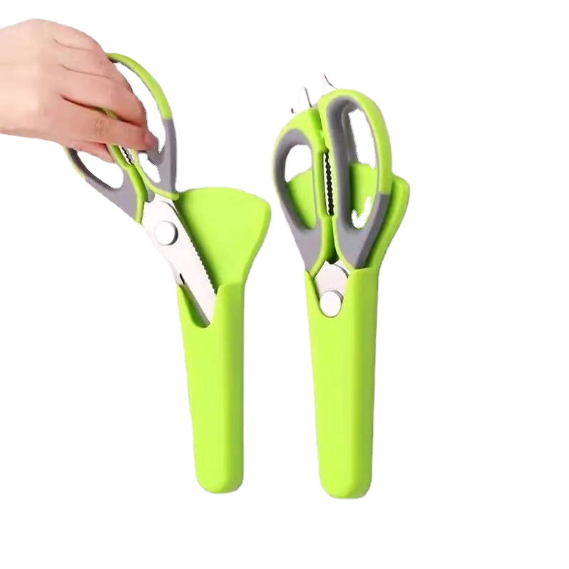 Yangjiang knife and Scissors Tools: Multi-functional magnetic refrigerator scissors, detachable stainless steel kitchen scissors, household powerful chicken bone scissors Item Picture