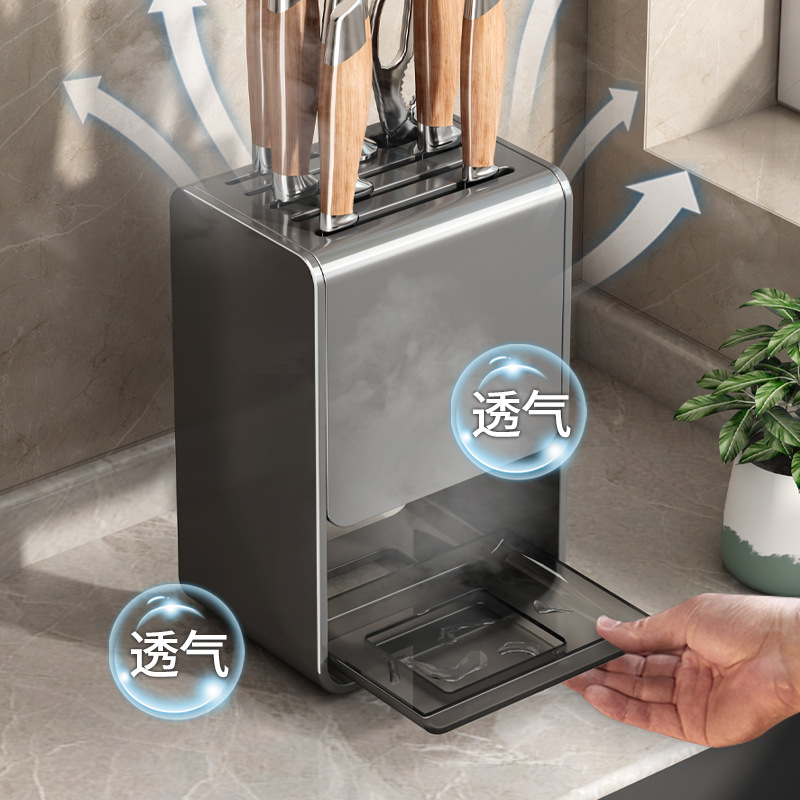 Kitchen knife rack, wall-mounted countertop type, wall-mounted for home use, knife holder, kitchen knife storage rack Application Scenario