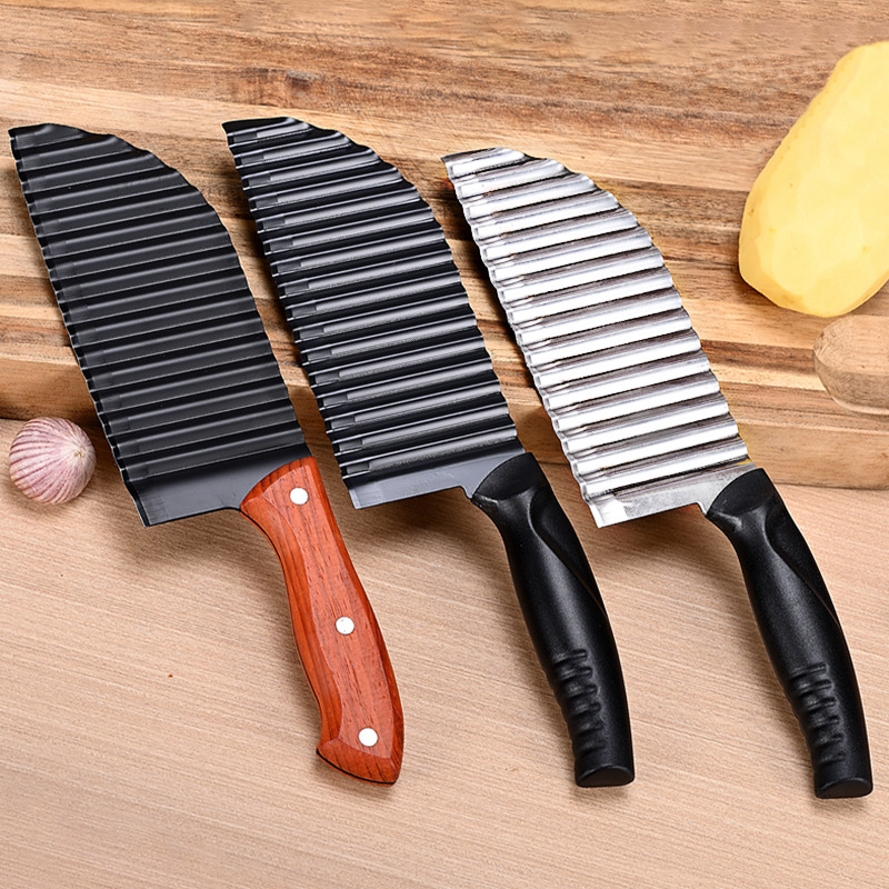 Stainless steel wavy potato knife, wolf-tooth potato knife, potato cutter, French fries cutter, wavy knife, corrugated knife details Picture