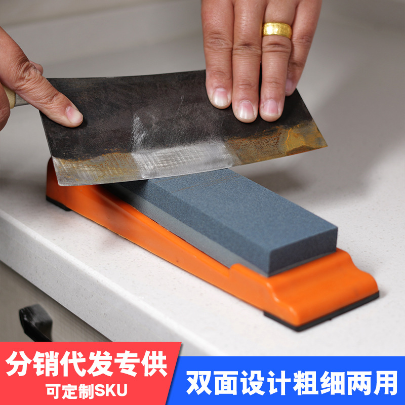 Distribution and delivery of whetstones, household kitchen knives, kitchen sharpening brown corundum, large woodworking and outdoor oilstones full figure
