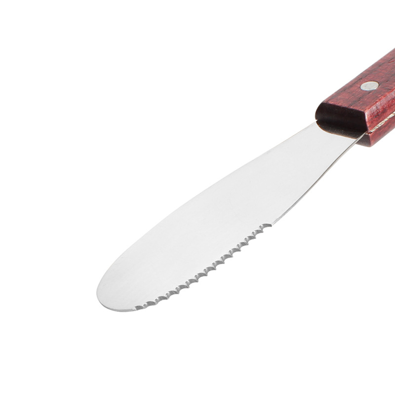 In stock: Stainless steel, wooden-handled, serrated cheese knife, cheese knife, butter scraper with a smooth texture, cheese knife Specification drawing