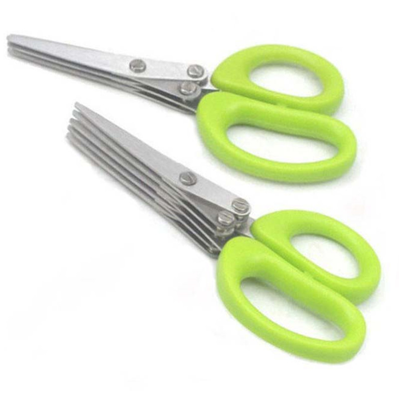 Five-layer scallion scissors, creative stainless steel kitchen scissors, spice and seaweed minced food scissors, office paper shredders Item Picture