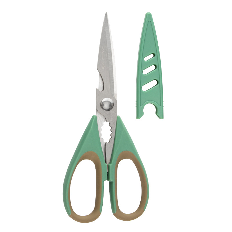 Multi-functional kitchen scissors, chicken bone scissors, new stainless steel food scissors with protective case, food cooking scissors Item Picture