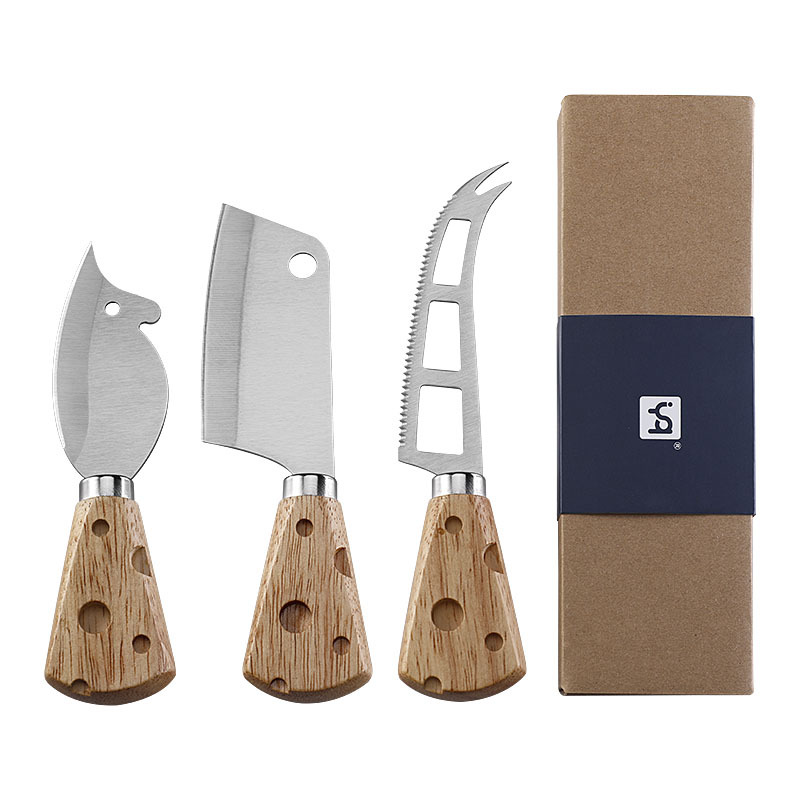 Factory stock rubber wood cheese handle cheese knife, stainless steel small kitchen knife, steak knife, creative mouse-shaped fruit knife Application Scenario