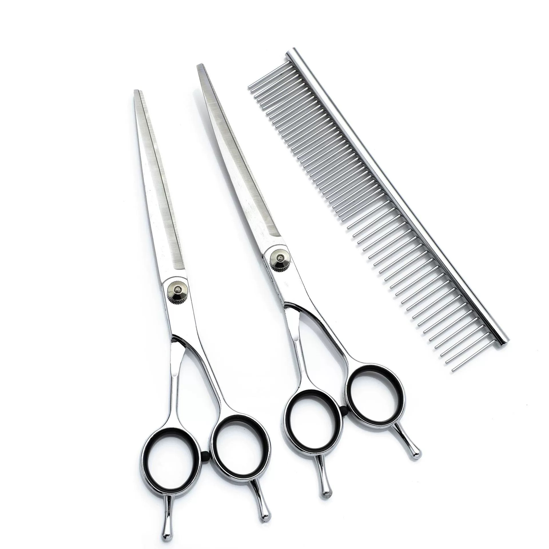 Cross-border 7-inch split pet scissors set, beauty tools, flat scissors, teeth scissors, bidirectional upturn scissors, one-piece consignment Item Picture