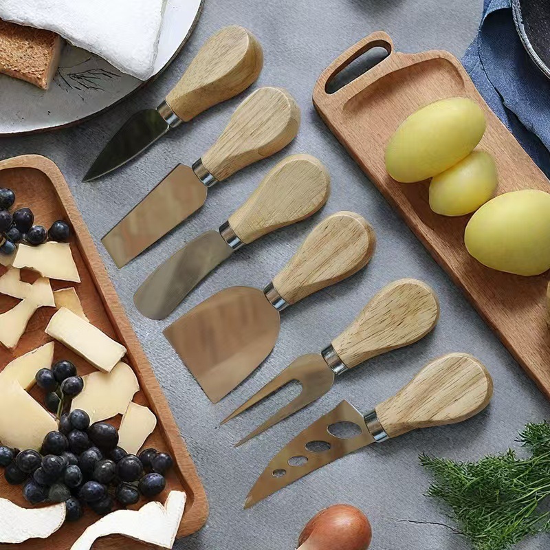 Stainless steel cheese knife set, cheese knife and fork, cheese knife and fork four-piece set, butter knife manufacturer's wholesale in stock full figure