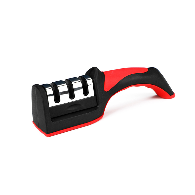 Household manual knife sharpener, multi-functional knife sharpening tool, handheld three-section kitchen knife sharpening wonder tool, wholesale of whetstone Item Picture