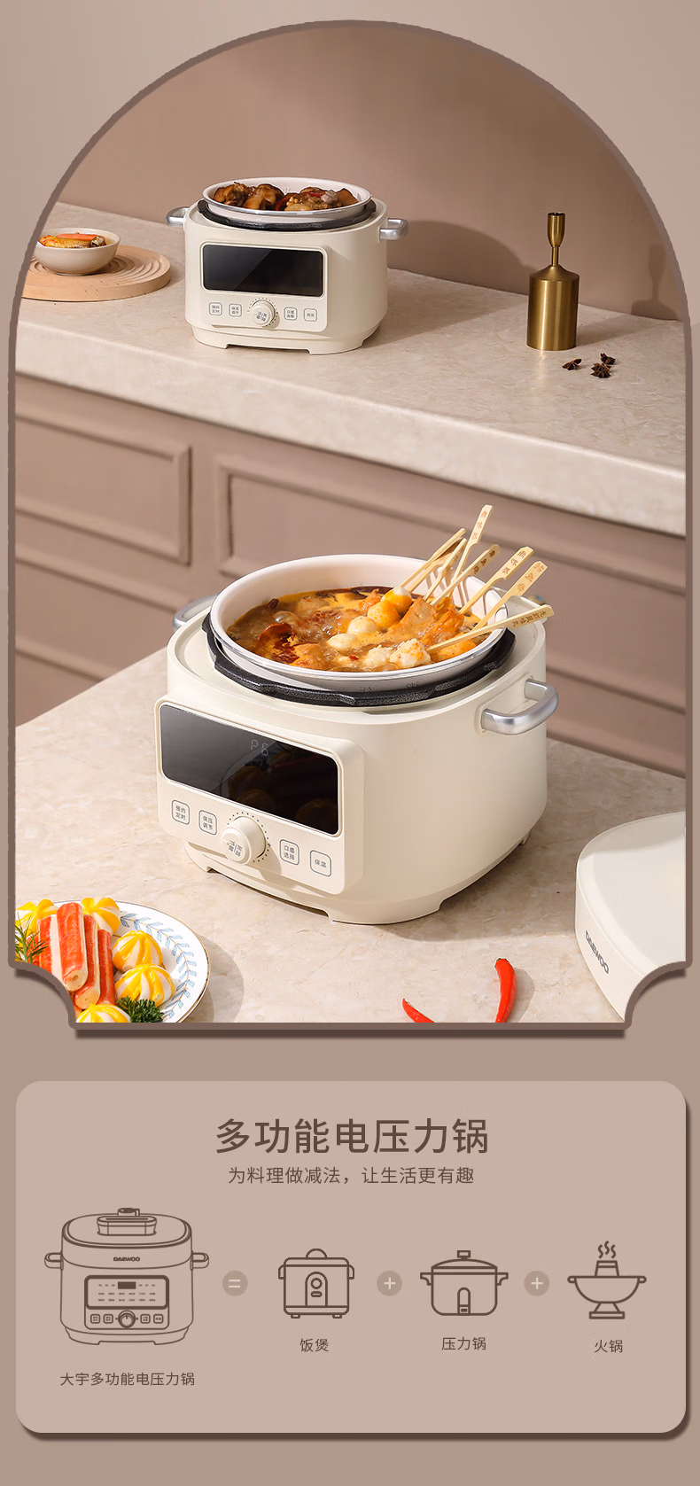 批发包邮！大宇DAEWOO智能电压力锅4L多功能煮饭煲汤DYYL-4L13详情3