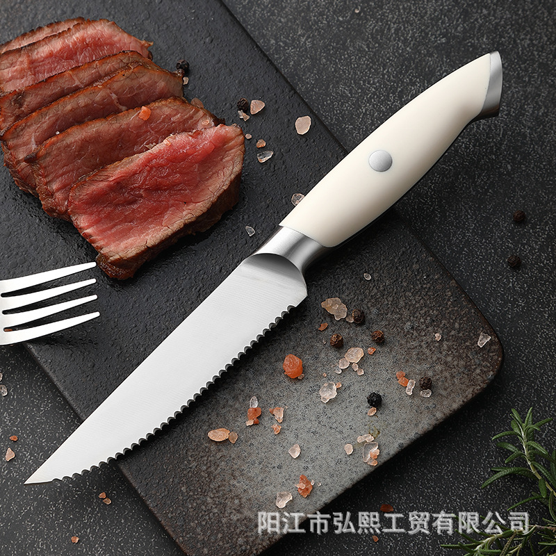 Steak knife, Western-style main course knife, serrated steak knife, cross-border foreign trade white-handled steel-head small knife, Western-style tableware, Western-style dining knife Specification drawing