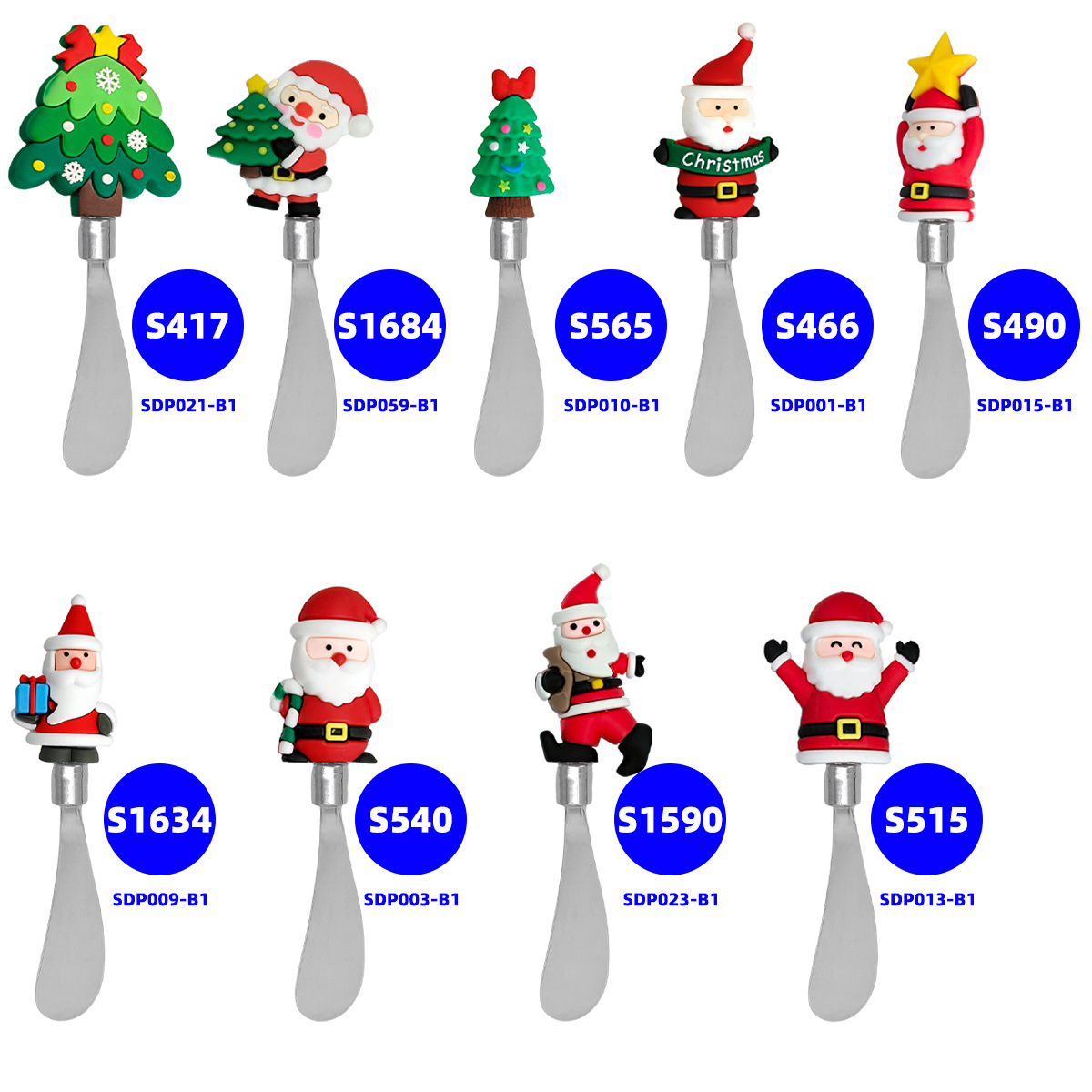 Cross-border wholesale of Christmas cream knives, Christmas tree cheese spatulas, Santa Claus butter knives and multi-functional tableware details Picture