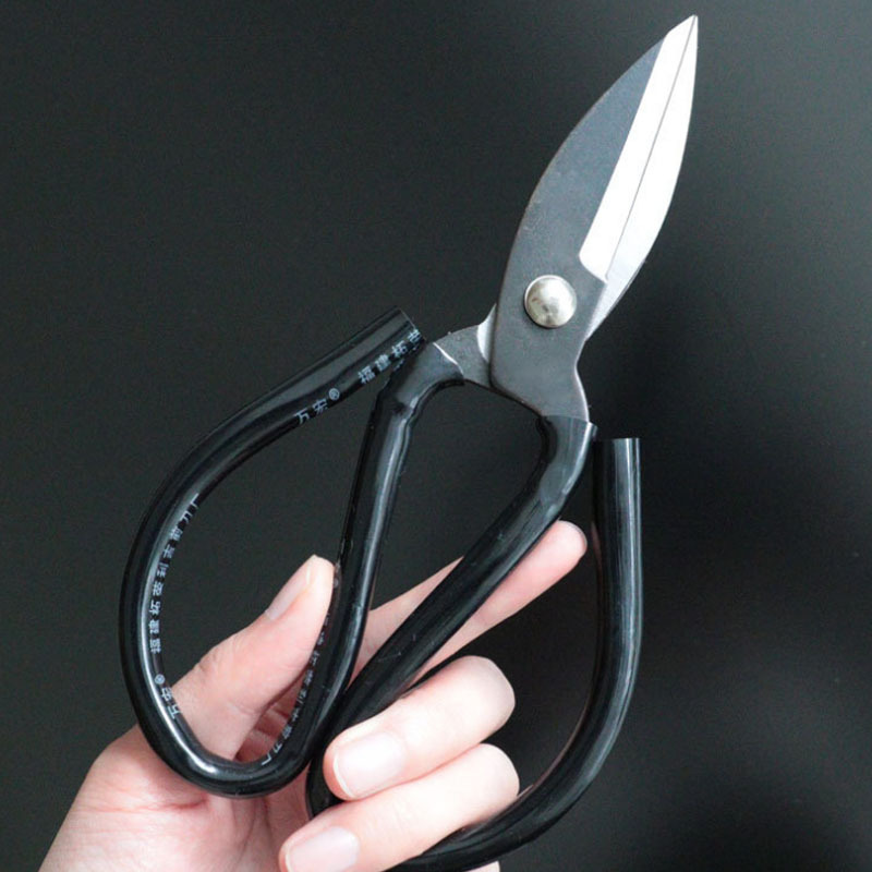Kitchen knife King scissors, tube handle, carbon steel anti-rust scissors, pointed head, large head, paper-cutting scissors, household, industrial and civilian scissors Specification drawing