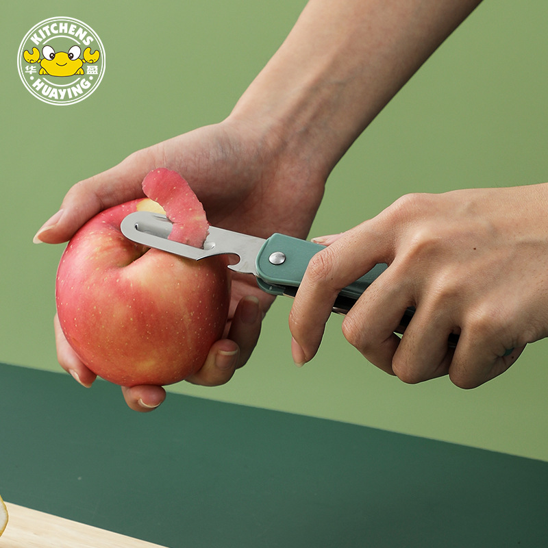 Wholesale folding fruit knives, household kitchen stainless steel fruit peelers, kitchen melon and fruit slicers, fruit peel knives details Picture