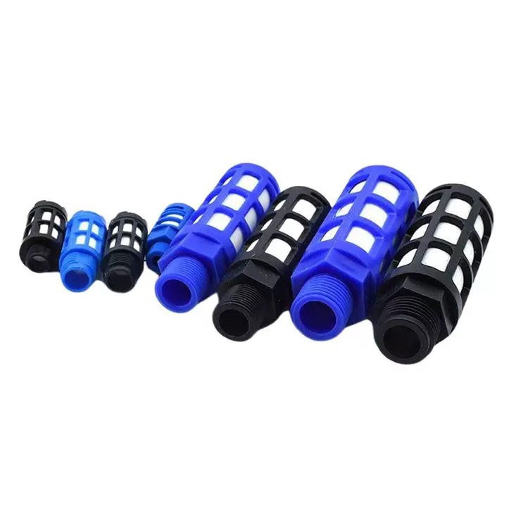 Plastic muffler PSU blue 1/2/3/4/6 minute 1-inch solenoid valve muffler pneumatic muffler details Picture