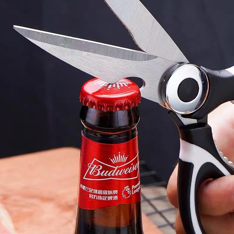 Multi-functional kitchen scissors, sharp and powerful chicken bone scissors, food scissors, barbecue scissors, stainless steel household panda scissors Specification drawing