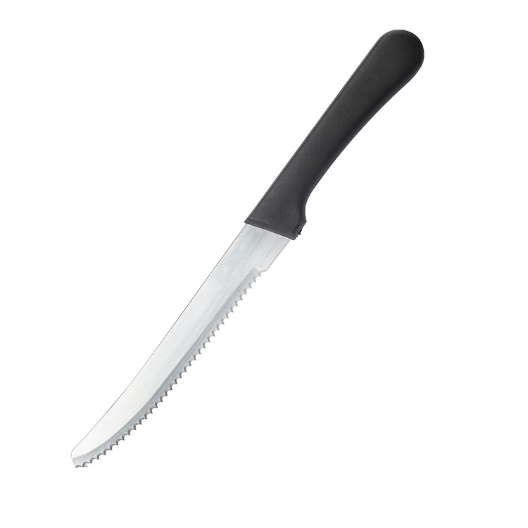 Plastic handle, wooden handle, round head, stainless steel table knife, household steak, Western cuisine knife, serrated knife, fruit cutter details Picture