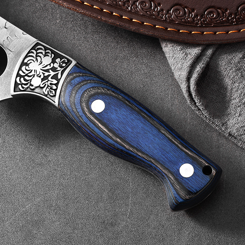 6-inch hand-forged fish slaughtering knife, outdoor camping barbecue slaughtering boning knife, sharp cutting knife, Viking knife details Picture