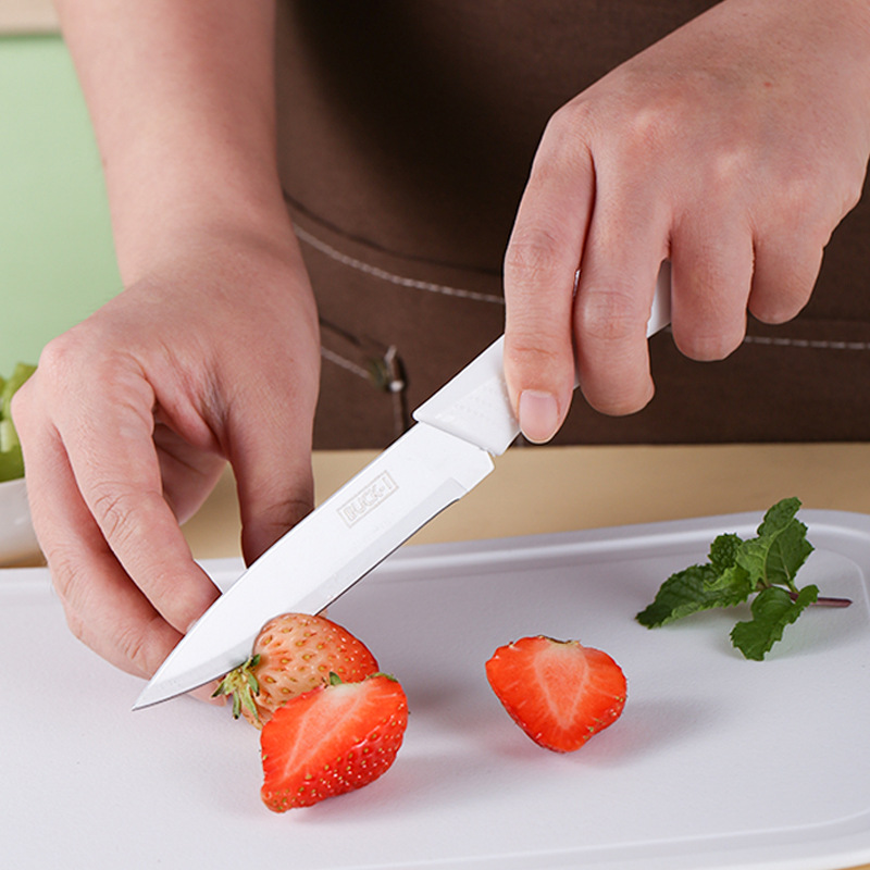 A four-piece set of stainless steel knives and cutting boards in stock, suitable for baby food knife sets, melon peels, kitchen knives, fruit knives and cutting boards Specification drawing