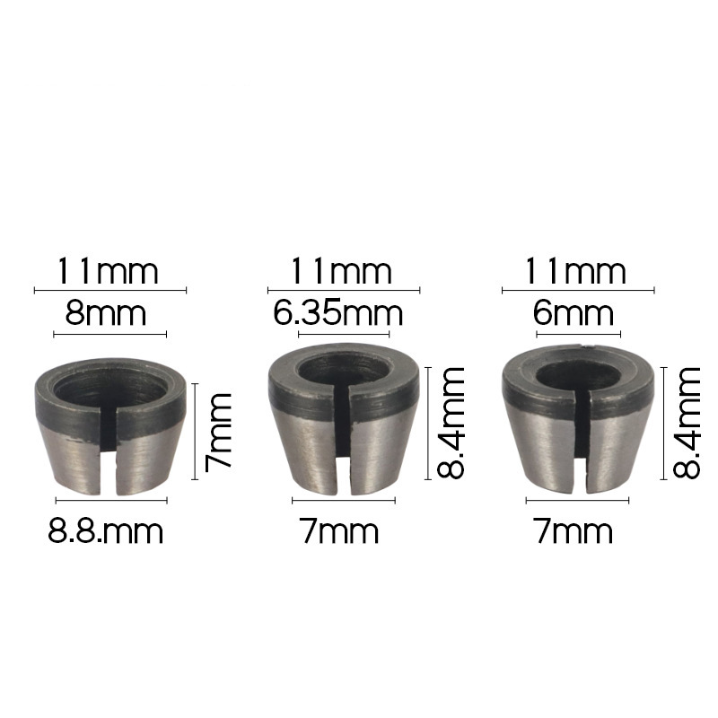 Zhejiang Leqiao Tools woodworking milling cutter chuck 6mm1/4 shank 8mm engraving machine nut trimming machine chuck details Picture