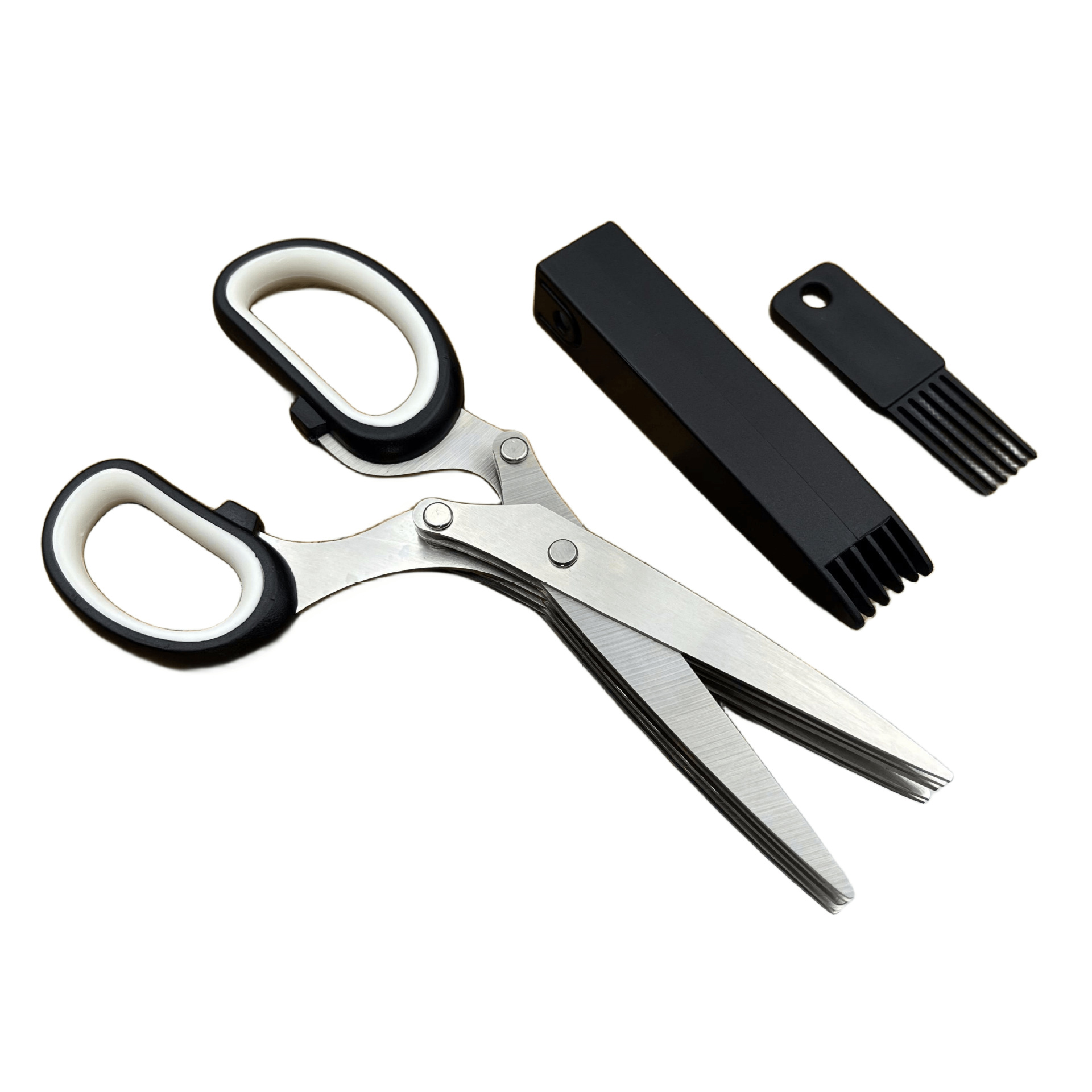 Factory direct sales of stainless steel multi-functional scallion scissors, a powerful vegetable tool for home kitchens, with five-layer and multi-layer shredding Item Picture