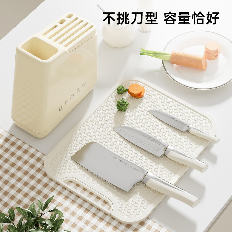 Knife rack, storage rack, household kitchen countertop, multi-functional kitchen knife, chopsticks and spoon integrated draining and storage rack, plastic Specification drawing