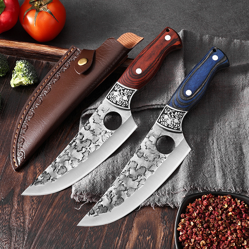 6-inch hand-forged fish slaughtering knife, outdoor camping barbecue slaughtering boning knife, sharp cutting knife, Viking knife full figure