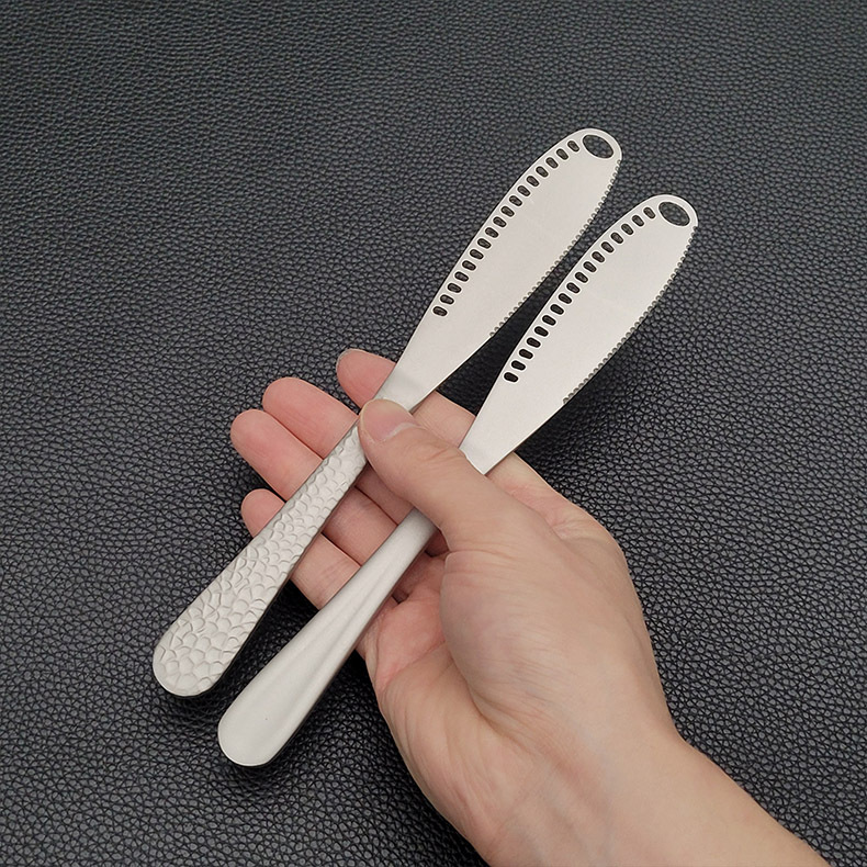 Titanium purification series stainless steel cheese knife, butter knife, perforated butter knife, Western dessert jam knife, cream spatula Specification drawing