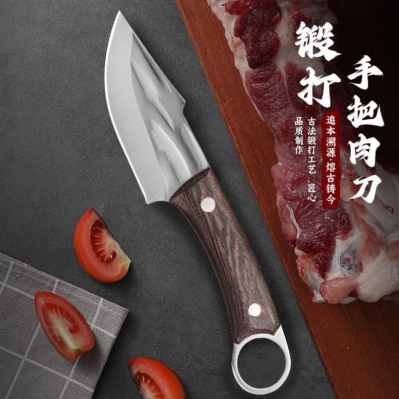 Mongolian knife, hand-held meat knife, outdoor knife, stainless steel boning knife, camping barbecue steak knife, meat cutting knife, splitting knife details Picture