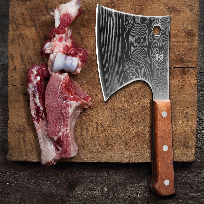 Wholesale of thickened bone-chopping knives, special bone-chopping knives for butcher stalls, forged sharp bone-chopping axes, kitchen knives details Picture