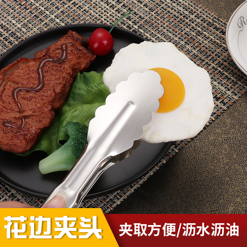 Factory wholesale stainless steel food tongs, barbecue food tongs, grilled meat tongs, bread tongs, kitchen and household food tongs Specification drawing