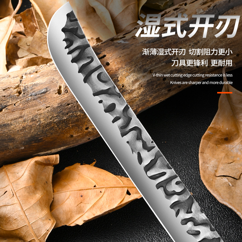 The manufacturer exclusively supplies multi-functional outdoor survival knives for the wild, such as woodcutting knives, hammer-textured forging knives, slaughtering knives, and camping tree cutting knives Application Scenario