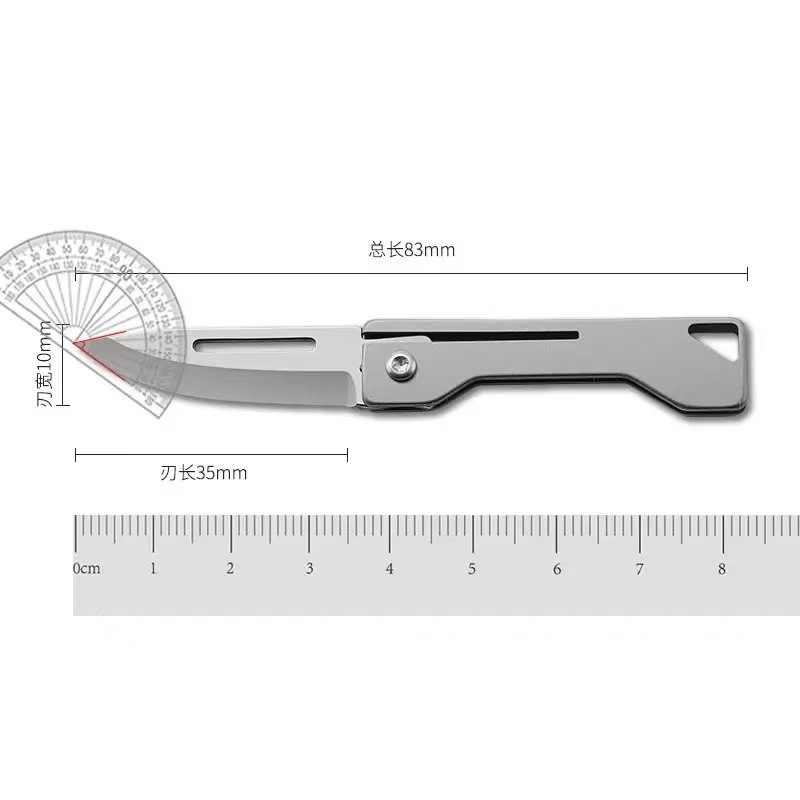 Stainless steel utility knife, sharp surgical blade, mini folding knife, engraving knife, portable keychain knife for opening boxes full figure