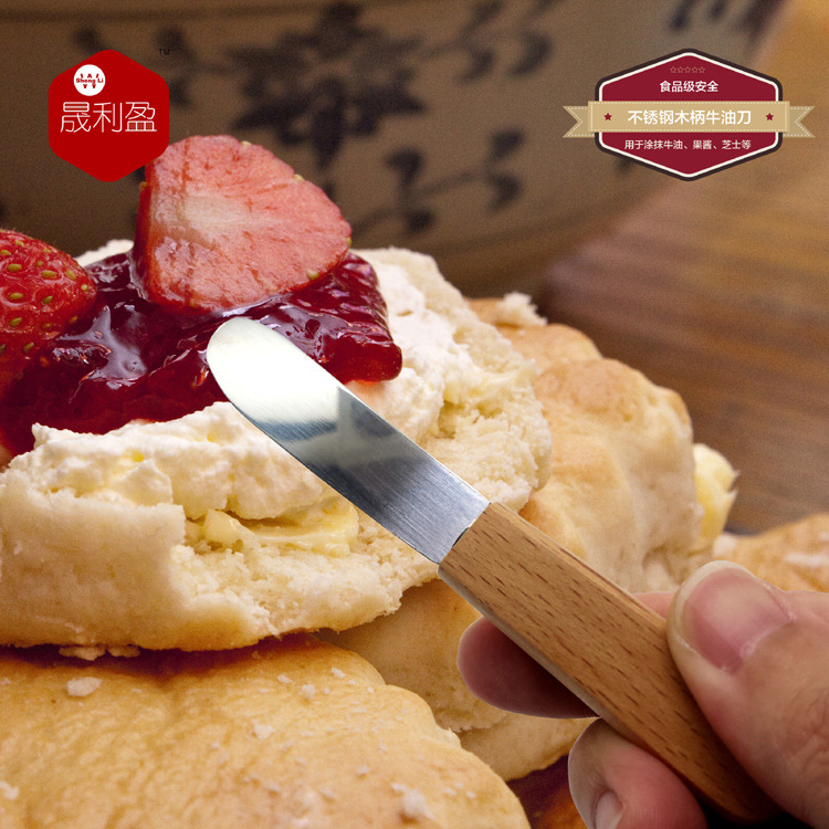 Stainless steel butter scraper, butter spatula, cream knife, wooden-handled butter knife, jam knife, cheese spatula, serrated butter knife details Picture
