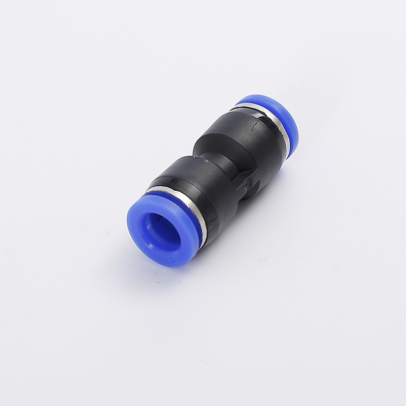 PU straight-through connector, plastic pneumatic quick plug connector, black, white and blue PU4/6/8/10, simple and quick installation Application Scenario