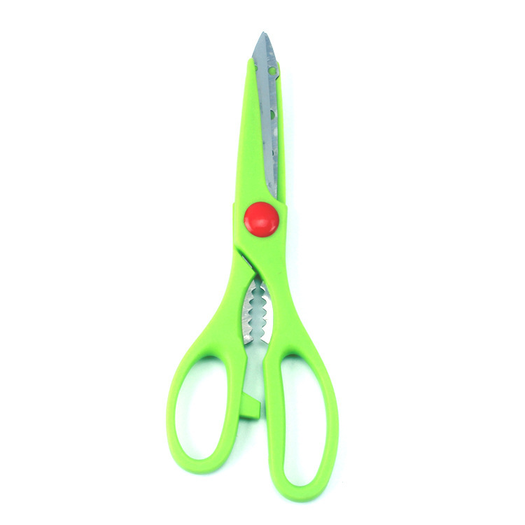 Factory wholesale stainless steel multi-functional kitchen scissors 9110. The scissors can hold walnuts and are multi-purpose kitchen scissors details Picture