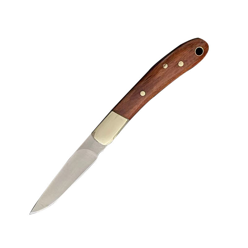 Outdoor folding knife, handcrafted knife, fruit knife, small knife, knife, brass rosewood handle, stainless steel household folding knife Item Picture