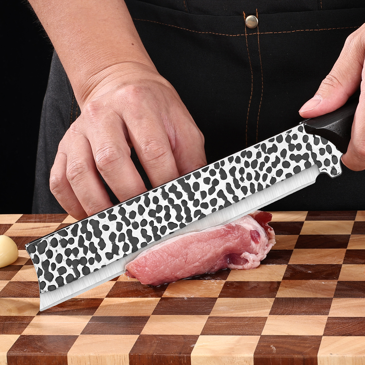 Internet-famous kitchen knife, outdoor camping cutting knife, pig and sheep slaughtering and bone-picking cutting knife, household pork peeling knife Specification drawing