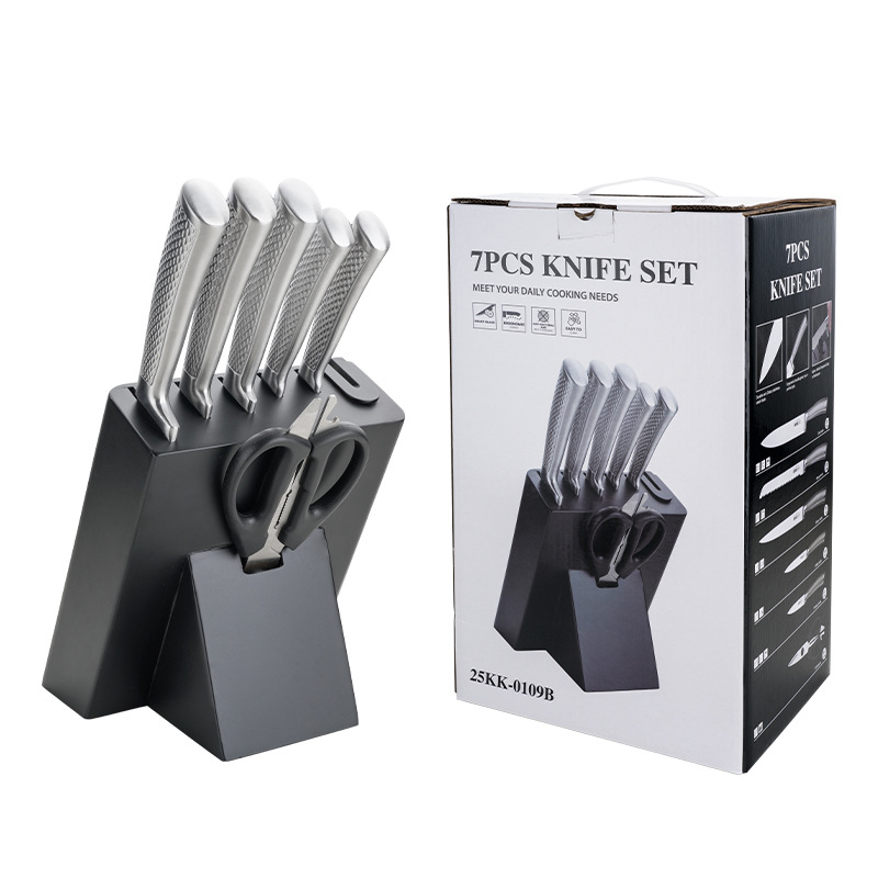 Jiameikang knife set with knife sharpener, new cross-border 8-piece knife set, stainless steel chef knife and fruit knife combination Item Picture
