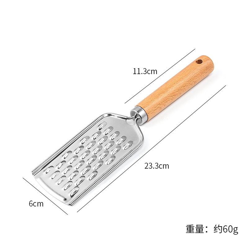 Wooden handle stainless steel radish grater, multi-functional potato and cucumber slicer, ginger grater, household kitchen peeler Application Scenario