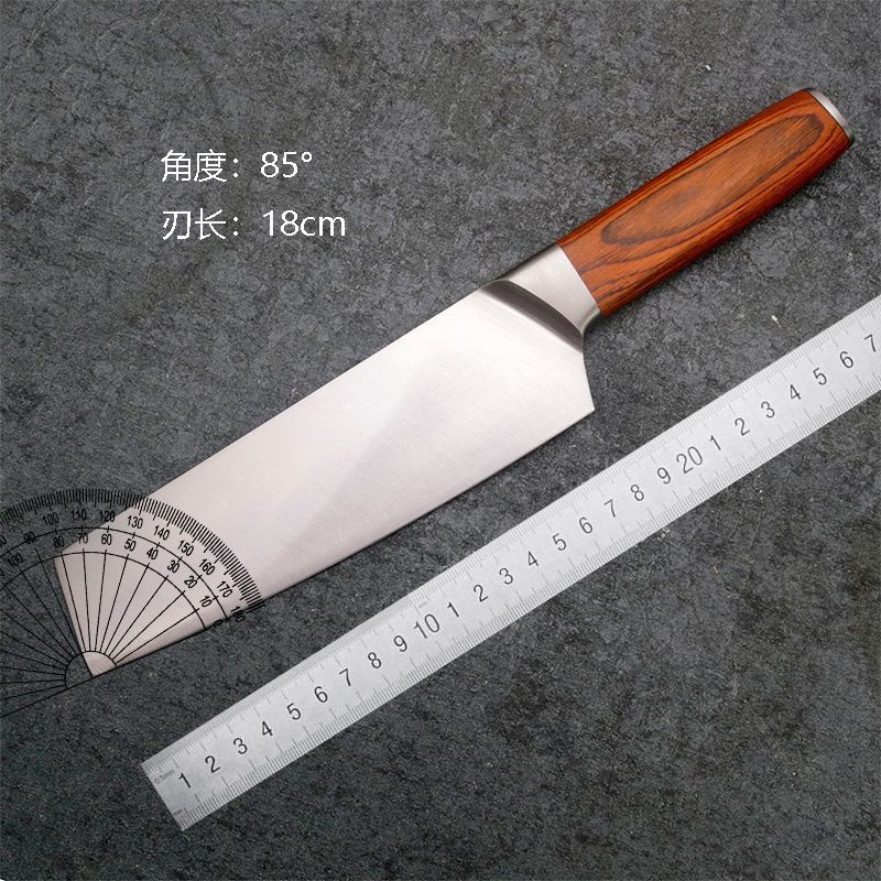 Wholesale of Yangjiang kitchen knives: Double steel head slicing knives, Chinese household kitchen ladies' knives, color wooden handle chopping and cutting dual-purpose kitchen knives Application Scenario