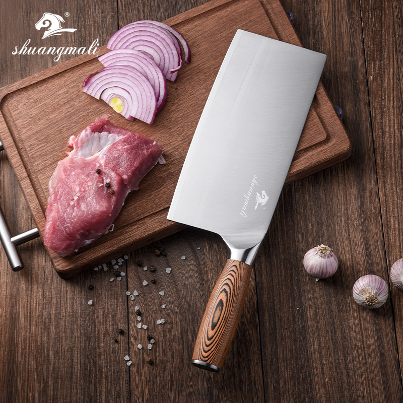 In-stock stainless steel 4CR14 chopping knife, a sharp knife for hotel chefs to cut vegetables and meat full figure
