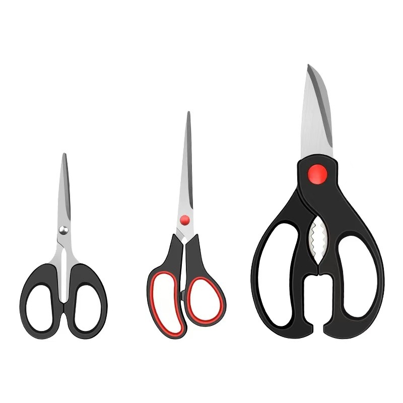Wholesale stainless steel scissors three-piece set, household kitchen scissors, multi-functional strong chicken bone scissors, hand scissors, household scissors Item Picture