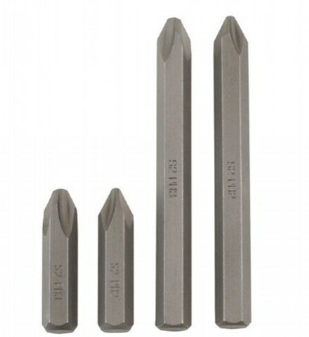 Four pieces of Japanese industrial standard accessories for impact screwdriver heads, JIS PH2 PH3 full figure